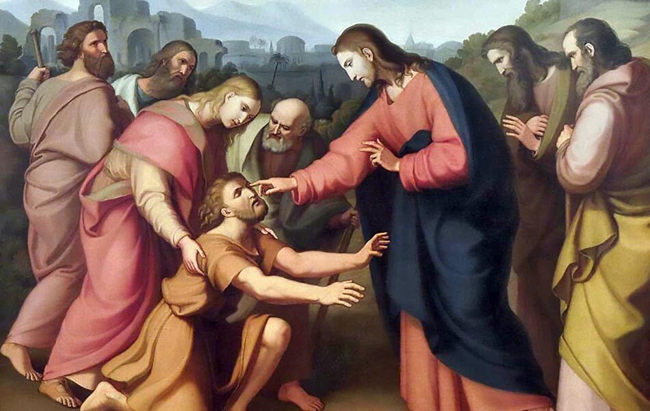 Jesus curando o homem cego, obra do pintor tcheco Václav Mánes (1793-1858)